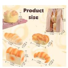 1pc Realistic Bread & Butter Slow Rebound Soft Squeeze Toy, Lifelike Bread Creative Toy, Donut And Toast Slices, Suitable For Display And April Fool's Day Pranks, Realistic Food Toy - Multicolor - View 8