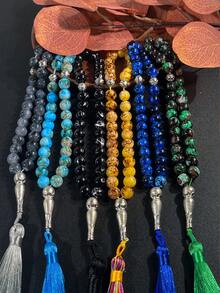1pc Muslim 33 Beads Glass Tasbih Tasseled Prayer Beads Misbaha Rosary For Islamic Worship, Middle Eastern Arabic Religious Accessory - Multicolor - View 7
