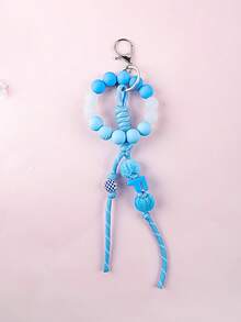 1pc Customized Macaron Silicone Beaded Keychain, Braided Rope Lanyard, Girly Portable Key Chain, Phone Strap, Car Pendant, Customized With 1 English Letter, Customized Birthday Gift - Silicone Beaded Keychain - View 16