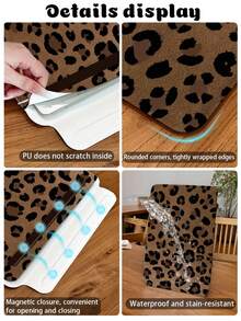 1 Piece, PU Leather Magnetic Buckle Laptop/Tablet Protective Cover, Featuring Brown Leopard Print Design, Compatible With MacBook Pro 15, Air 13, Galaxy TAB S10 Ultra, And Metabook 14 Inches. Waterproof And Stain-Resistant, Easy To Carry When Traveling, And Also Serves As An IPad Organizer Or Mouse Pad. An Essential Laptop Bag For Office, Business, And Study. - Brown - View 10