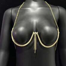 1件新款蝴蝶流苏水晶装饰身体链，时尚夜店装扮