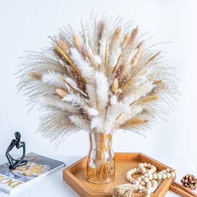 38/50/80/100/120Pampas Grass For Bohemian Style Home Decor, 17 Inch Neutral Dried Pampas Flowers For Western Modern Bedroom Dining Table Bathroom Wedding Baby Shower Decoration, For Elegant Flower Arrangements, Home And Table Decor Home, Kitchen Supplies