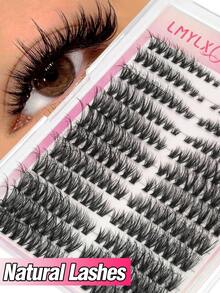 216pcs X60 D Curl False Eyelash Clusters, Mink Hair Imitation Fluffy Eyelash Clusters, Dense And Thin Eyelash Extensions, 216 Single Eyelashes Suitable For DIY Eyelash Extensions At Home, D Curl Cluster Eyelash  (60D; 4-16mm) Suitable For Daily Use - D - 查看 2