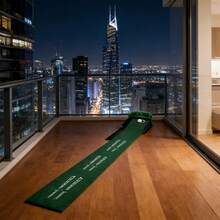Premium Indoor Putting Green, Auto Return Putting Mat With Backboard, Portable Roll-Up Design For Home Office Training, Home Practice Putting Green For Man Cave, Games Room & Dad's Birthday - màu xanh lá - Xem 1