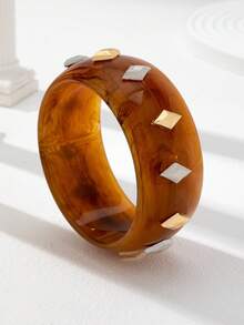 1件装厚树脂手镯，女士多层厚手镯套装，棕色亚克力手镯，日常基本款饰品 - 彩色 - 查看 40