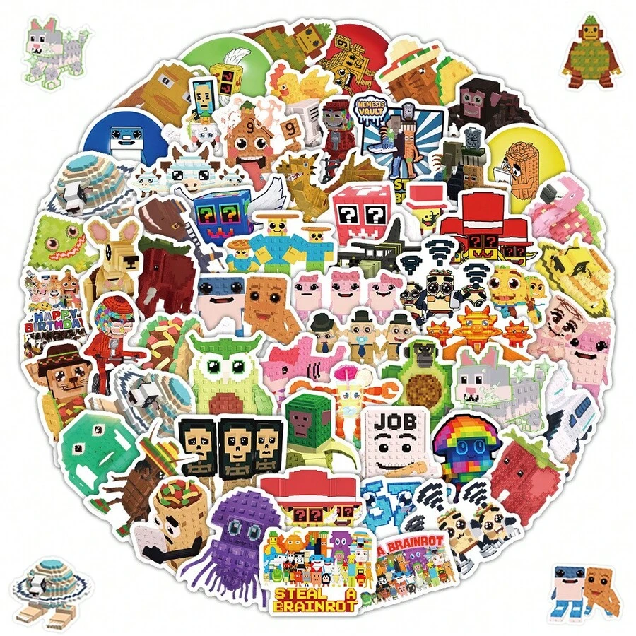 72PCS Steal A Brainrot Abstract Animal Stickers Tung Tung Sahur Italian Brainrot Animals Cartoon Decal DIY Luggage Phone Cup Guitar Gifts - Multicolor - View 1