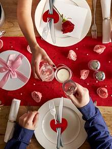 10/20件装心形餐具收纳盒，红色情人节风格，心形纸质餐具收纳盒 - 经典红白设计，适合婚礼、周年纪念、情人节、派对等场合作为桌面装饰，优雅餐具，易于使用，也适合婴儿派对。