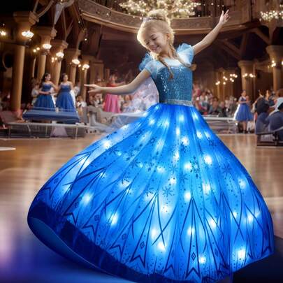 女孩公主裙，闪亮公主生日派对服装