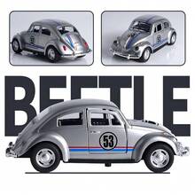 复古合金车模型，1:32比例，经典压铸模型车，适合摆放在卧室、书桌或办公室，可收藏，车门可打开，内饰可见，是生日、父亲节或节日派对的理想礼物。 - 彩色 - 查看 4