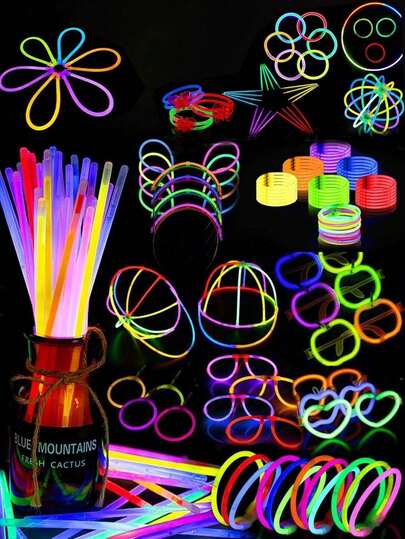 200pcs Upgraded Glow Sticks, Party Glow Sticks, High Quality Auxiliary Glow Sticks, Colorful Wedding Glow Sticks, Lasting 8-12 Hours, Suitable For Receptions, Concerts, Bars, Nightclubs, Lighting Parties And Other Occasions (Quantity Is Glow Sticks + Connector Ports), Random Packaging