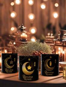12个黑色金色斋月灯罩(不含蜡烛和灯具),开斋节月亮星星图案,斋月灯笼设计蜡烛罩,斋月派对餐桌装饰,开斋节快乐,斋月快乐,斋月装饰品,开斋节快乐派对用品,斋月餐桌中心装饰,开斋节斋月橱柜装饰,宰牲节装饰,开斋节斋月祈祷装饰,斋月房间装饰,斋月家居装饰,开斋节礼物,斋月礼物,派对礼品 - 黑色 - 查看 8
