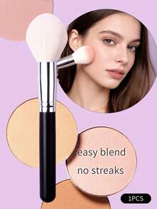 1支适合初学者使用的化妆刷，蓬松柔软，可用于散粉、腮红、修容、定妆，快速便捷的化妆工具 - 黑色 - 查看 4