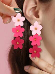 1 Pair Ombre Round Pendant Earrings, Suitable For Daily Wear - Yellow - View 11