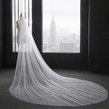 IN MAGAZZINO! Velo da sposa elegante - Tulle semplice da 3m di lunghezza, velo bianco semplice con strascico. Regalo perfetto per San Valentino per la sposa, ideale per la cerimonia di matrimonio. Disponibile all'ingrosso, tempo limitato, ottimo rapporto qualità-prezzo! Velo da sposa elegante e senza tempo, un must-have! - Beige - Visualizzare 1