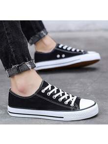 Zapatos casuales para hombre para llevar en el campus,Zapatillas deportivas informales para hombre.Zapatillas de tenis informales para hombre.Tenis mujer hombre choclo Urbano casual Zapatillas de lona minimalistas, zapato deportivo confort moda mezclilla unisex  lona calidad gym - Negro - Ver 8