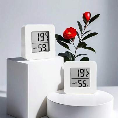 4pcs LCD Digital Thermometer Hygrometer, Mini Indoor Electronic Temperature Humidity Meter, Sensor Monitor Weather Station For Home
