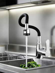 360° Swivel Kitchen Faucet, Single Handle Cold And Hot Mixer Valve, Chrome Plated Finish, Valve Core And Base Installation, Includes G1/2 Thread Accessories, Suitable For Modern Kitchen, Bar, Bathroom Sink, Ideal For Holiday Gifts And Home Decor - Multicolor - View 2