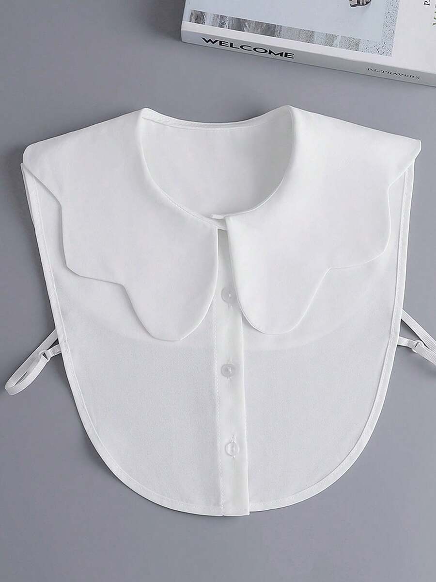 1pc Women's White Ruffled Collar Detachable Collar, Cute Style For Daily Wear, Age-Reducing - Multicolor - View 1