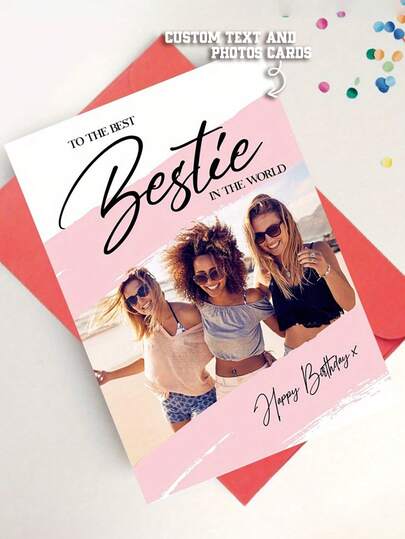 Customize Photo Birthday Card With Personalized Name & Date - Add Your Own Picture! Suitable For Birthdays, Weddings, Christmas, Valentine' - Custom Greeting Card For Him Or Her (Including Envelope).