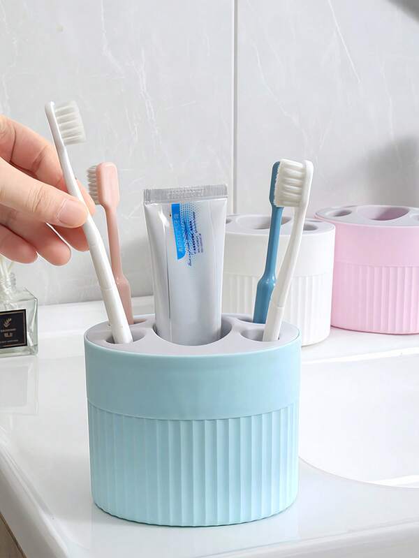 Toothbrush & Toothpaste Holder, Makeup Brush Holder, Household Toothbrush Rack, Plastic Toothbrush Storage Box, Toothbrush Holder, Bathroom Multifunctional Toothpaste & Toothbrush Container, Bathroom Accessories Plastic Toothbrush & Toothpaste Rack Set, Bathroom Toothbrush Holder