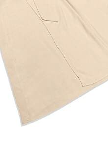 Đầm dài nữ, trang phục nghỉ dưỡng cho phái nữ, phù hợp cho công sở/du lịch/đi làm thanh lịch, đầm ngắn tay màu trơn có thắt lưng mùa hè sang trọng - Màu be - Xem 6