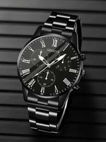 4件套男童时尚商务休闲指针石英表，适合男孩佩戴，配有时尚手链、吊坠项链和戒指套装，适合作为男孩生日/节日礼物，也适合学生佩戴，非常适合返校、聚会和旅行等日常生活场合。毕业季、斋月、情人节也是送给男孩的完美礼物。 - 彩色 - 查看 5