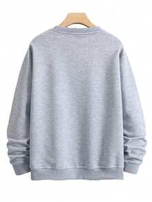 (250g  Men's Round Neck Sweatshirt)  Trust No One  Red Eyes Pattern Printed Casual Pullover With Street Style, Suitable For Outdoor Wear In Autumn And Winter - 淺灰色 - 查看 2