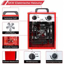 LILIIN Electric Fan Heater, 400V, Construction Heater, Radiant Heater, Heating Device, Fan Heater With Thermostat, Electric Heater With 4 Heat Settings (5 KW), Black/Red - Red - View 4