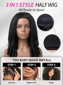 CURLYME Wear & Go Burmese Curly Half Wig InvisiFit Strap Human Hair Kinky Straight Texture 180% Density Glueless Easy Style For Beginners - SNatural - View 11