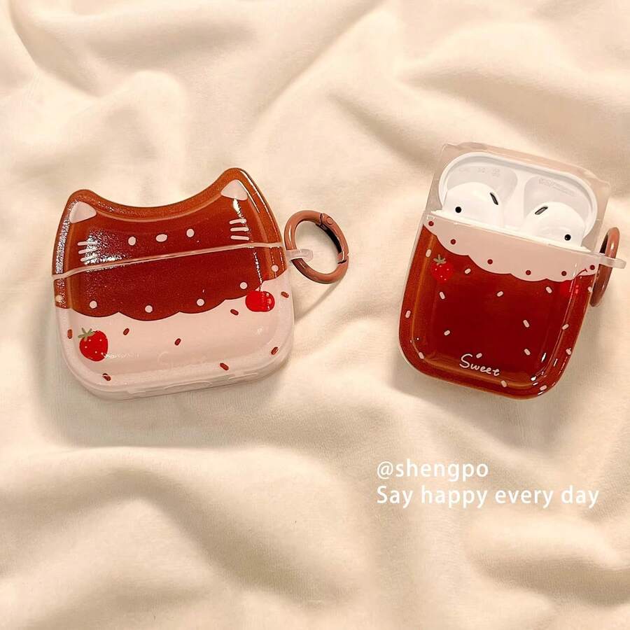 1 Set Pink Heart-Shaped Hanging Chain Protective Case Suitable Compatible With Samsung/ 4i/4e Earphones, Cute Freebuds Clip - Multicolor - View 1