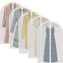 5个装透明衣物防尘罩，拉链封口防尘袋，衣柜收纳防潮，透明衣物保护罩，耐用缝线，适用于存放外套、衬衫、裙子、裤子等衣物，是居家、衣柜、学校、办公室、旅行、包袋、收藏、衣物收纳、防尘的理想之选，也是复活节、母亲节、返校季的必备佳品。 - 彩色 - 查看 8