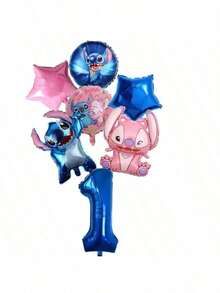 Hasbro 7 chiếc bóng nhôm Lilo & Stitch, trang trí tiệc sinh nhật cho bé trai & bé gái, 1 2 3 4 5 6 7 8 9 tuổi, phụ kiện tiệc mừng em bé, bóng đồ chơi trẻ em - Nhiều màu - Xem 5