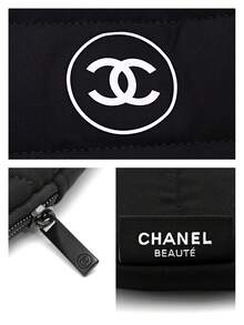 CHANEL Material, Nuevo Ss26 Moda, Bolsa de Maquillaje, Bolsa para Portátil, Diseño Acolchado Negro, Rayas Horizontales, Protección Acolchada, Portátil, Bolsa de Viaje - Negro - Ver 7