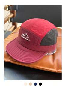 1pc Soft Crown Hip Hop Street Flat Brim Hat, Women's Spring/Summer Small Letter Fashion Versatile 5-Panel Cap, Adjustable Big Head Circumference, Minimalist Face-Framing, Back To School, Outdoor Skateboard Street Dance Snapback Cap, Skater Hippie Chicks Style - Mountain Embroidery - View 8