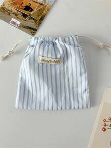 1Pc/Set Striped Drawstring Storage Bag Travel Makeup Drawstring Bag Skincare Bag Sanitary Napkins Bag Jewelry Organiser Lipstick Organiser Lip Oil Organiser Nail Polish Organiser Short Trip Essential Travel Organizer Set, Packing Cube Set, College Room Decor Bedroom Decor Travel Essentials For Valentine's Day Gift, Birthday Gift, Teacher's Day Gift, New Year Gift Back To School Supplies - Multicolor - View 10