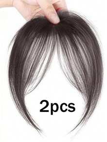 2片柔软合成纤维空气刘海接发片，隐形夹式刘海假发，适合女性日常和旅行使用 - 彩色 - 查看 10