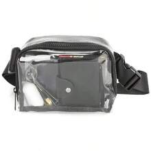 Women's Waterproof Transparent Waist Bag - Portable Transparent PVC Waist Bag With Shoulder Strap, Suitable For Outdoor Camping And Travel, Can Be Used As Wallet, Summer Holiday, Beach Leisure, Swimming Pool Sports Bag, Fitness Travel Bag, Men's Travel Essential Swimming Bag, Waterproof Beach Bag - Black - View 1