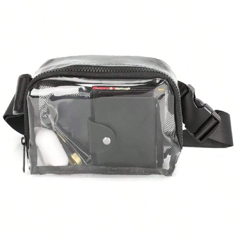 Women's Waterproof Transparent Waist Bag - Portable Transparent PVC Waist Bag With Shoulder Strap, Suitable For Outdoor Camping And Travel, Can Be Used As Wallet, Summer Holiday, Beach Leisure, Swimming Pool Sports Bag, Fitness Travel Bag, Men's Travel Essential Swimming Bag, Waterproof Beach Bag - Black - View 1