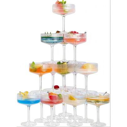 1/6/12 Pcs Acrylic Champagne Glasses, Reusable Toasting Flutes, 5oz Unbreakable Stemware, Elegant Plastic Martini Cups - Perfect For Cocktails, Wine, Champagne And Desserts, Mousse Cups