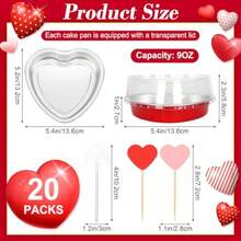 Juego de 40 moldes para tartas en forma de corazón de 9 onzas desechables de papel de aluminio para tartas de 5.4 pulgadas con tapas tazas de postre para Navidad San Valentín bodas fiesta del día - 27 (9 EE. UU.) - Ver 6