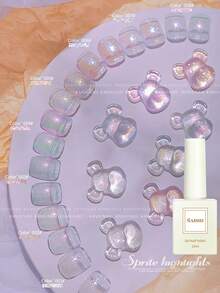 12毫升 2026新款极光独角兽高光小灯泡，网红爆款透明闪亮极光亮片凝胶，彩虹碎钻星河美人鱼指甲油，适合多种场合：购物、约会、通勤、居家DIY美甲沙龙。配备LED灯、UV底油、亮油，通勤约会必备，热销沙龙级品质，持久28天。 - 彩色 - 查看 1