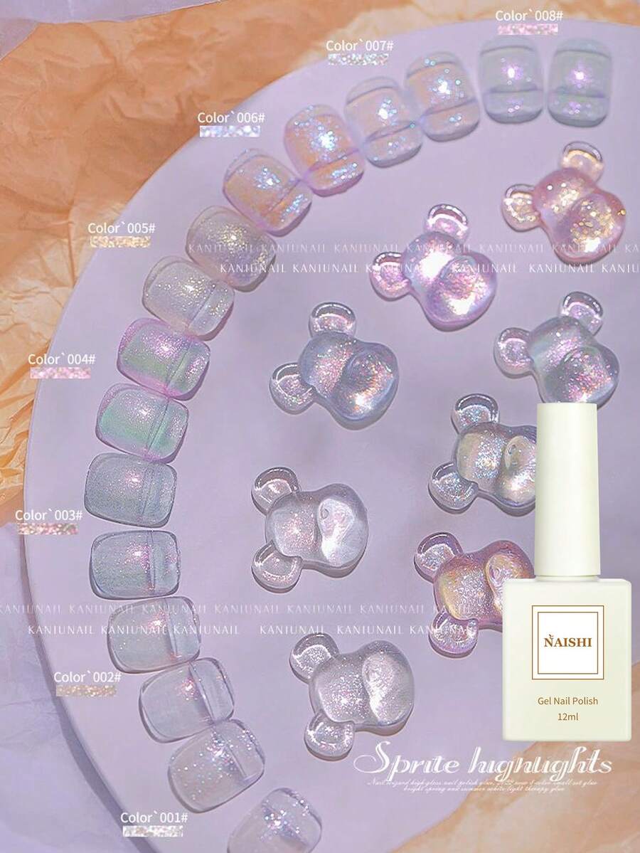 12毫升 2026新款极光独角兽高光小灯泡，网红爆款透明闪亮极光亮片凝胶，彩虹碎钻星河美人鱼指甲油，适合多种场合：购物、约会、通勤、居家DIY美甲沙龙。配备LED灯、UV底油、亮油，通勤约会必备，热销沙龙级品质，持久28天。 - 彩色 - 查看 1