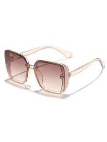 1 pieza Gafas de moda de mujer con marco cuadrado grande y retro de color rosa, adecuadas para salidas diarias, playa de verano, decoración y fotografía callejera - Multicolor - Ver 13