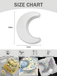 1pc White Silicone Crescent Moon Cake Mold | Ramadan Mubarak Dessert Mousse Cake Mold, Party Cookie Bread Mold, Kitchen Baking Tool,, High-Temperature Resistant, And Easy To Clean - White - View 11