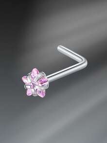 CIZME 1PC Nose Rings Studs Nose Studs Nose Rings, 18G 7mm Stainless Steel Cute Nostril Nose Piercing Jewelry Nose Screw Studs Nose Studs For Women, Pink CZ Round Square Star Heart CZ Bone Screw L Shaped Nose Studs - Nose Stud - View 19