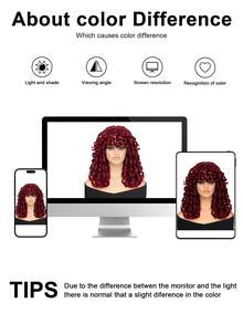 18 Inch Women Long Curly Wig With Bangs, Big Fluffy Synthetic Fiber Wig Without Glue Or Trace, Suitable For Cosplay And Daily Wear - Red - View 7