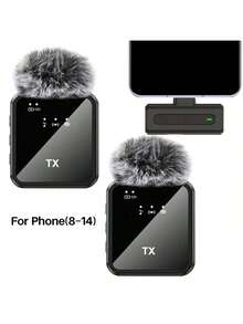 无线领夹式麦克风，兼容和Type-C接口，2.4G超低延迟，一键降噪，音量控制，便携式迷你电容录音麦克风，多种音频模式，适用于播客、音频/视频录制、会议、Vlog、采访、教学、游戏（300mAh可充电电池） - 黑色 - 查看 17