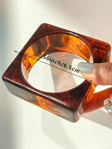 1pc Retro Amber Texture Tie Dye Acrylic Wide Bracelet, Pink & Blue Gradient, Exaggerated Design Suitable For Music Festivals, Parties, Holidays, Layering - Multicolor - View 14