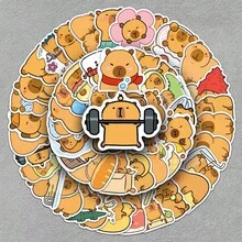 Cute Capybara Doodle Stickers, Capybara Theme Stickers, Capybara Merchandise, Animal Stickers, Capybara Gifts, Capybara Models, Waterproof Vinyl Stickers, DIY Stationery Stickers, Cartoon Cute Creative Interesting Waterproof, Candy Stickers, Phone Stickers, For Scrapbooking, Bullet Journaling, Collage - Multicolor - View 4