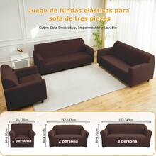 AMOROSA 6 Piezas Fundas De Sofá de Tela Tipo Seda de Leche(3 Fundas+3 Fundas de Cojín)para1/2/3 Plazas,Cubre Sillones para Sala Protección Contra,Elásticas Ajuste Polvo Perfecto,Fácil de Colocar,para Sala Apartamento Hogar Decoración Diaria-Marron - Café integral - Ver 2